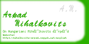 arpad mihalkovits business card